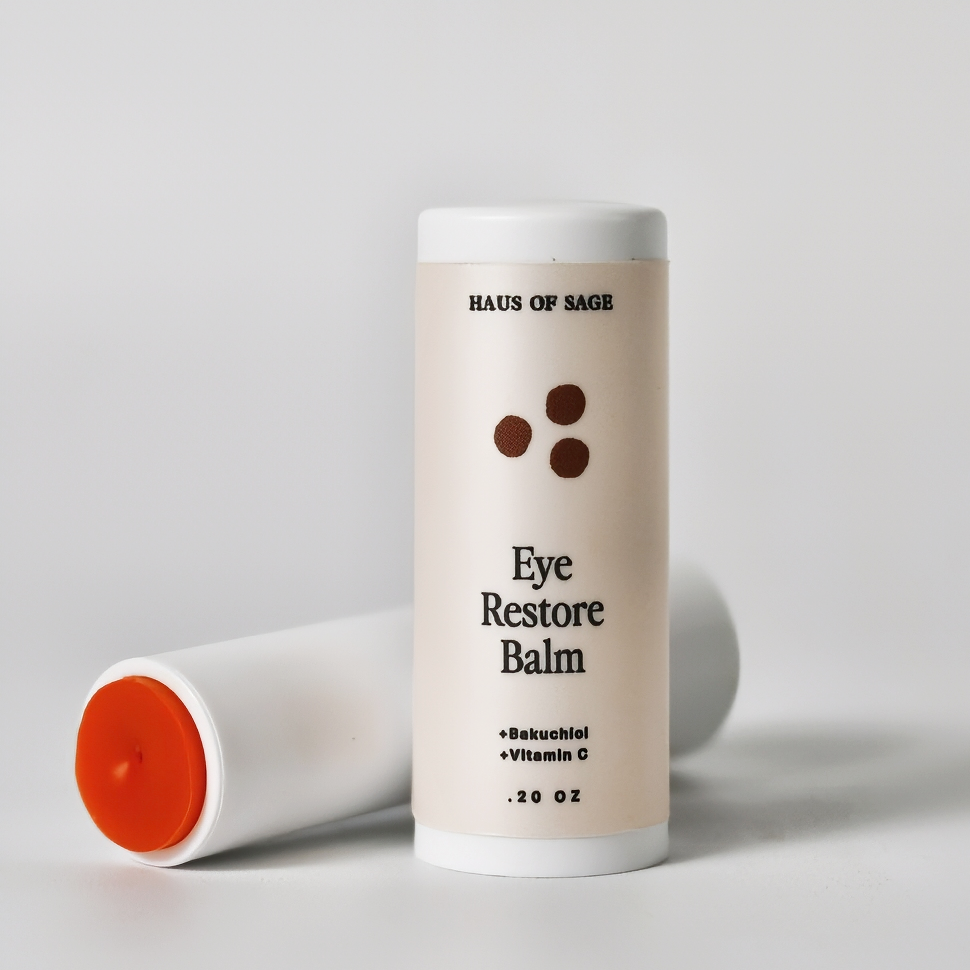 Haus of Sage Eye Restore Balm container on a light gray background