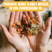 powerful herbs slowly infused in non-comodogenic oil