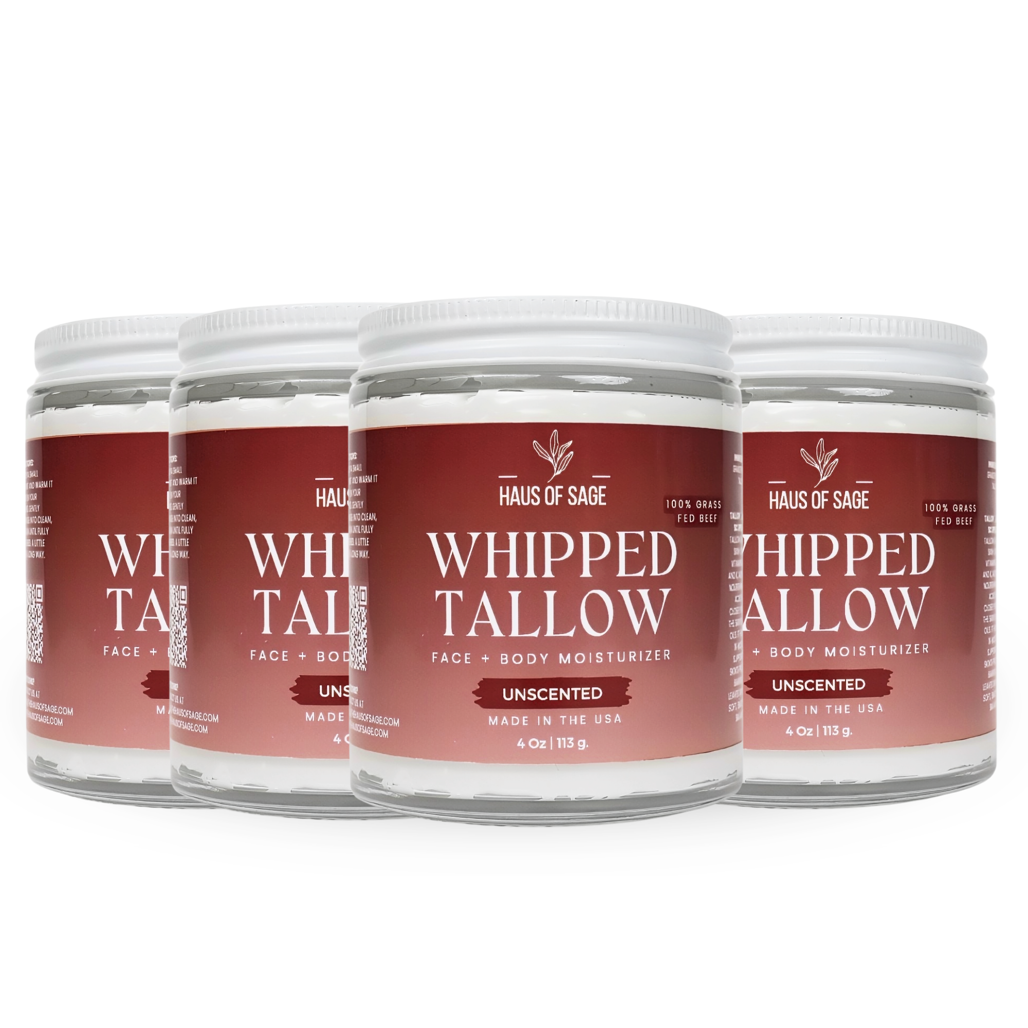 four jars of whipped tallow unscented