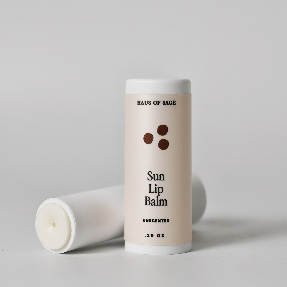 Haus of Sage Sun Lip Balm on a light gray background