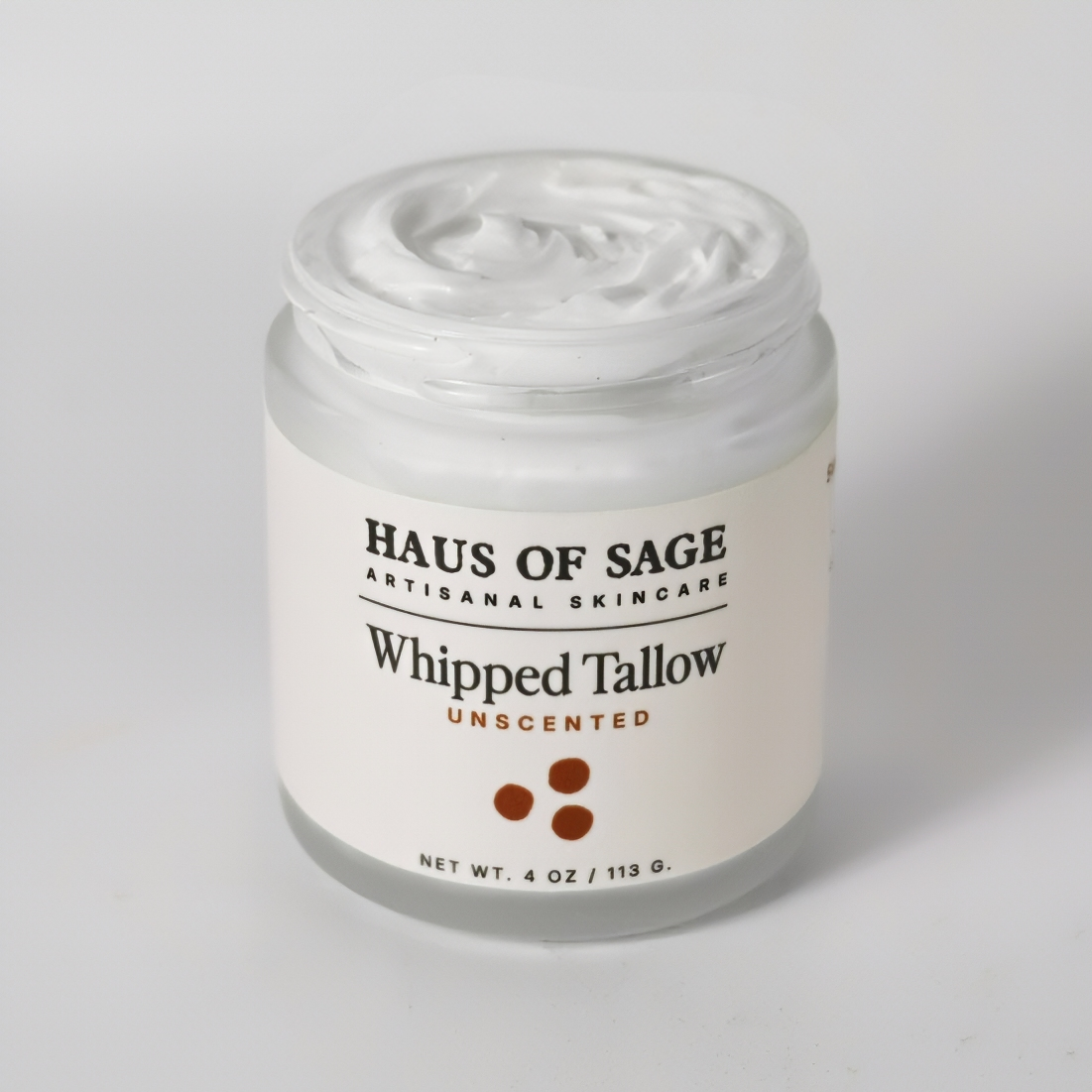 Jar of Haus of Sage Whipped Tallow on a light gray background
